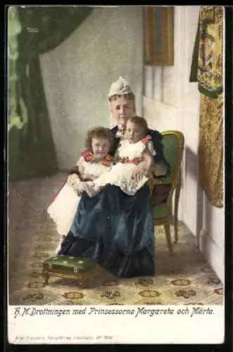 AK Königin von Schweden mit Prinzessin Margareta und Märta