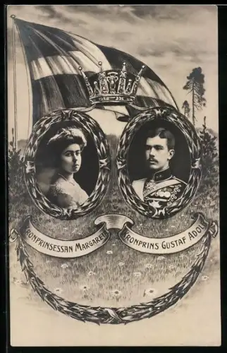 AK Kronprins Gustaf Adolf och Kronprinsessan Margareta