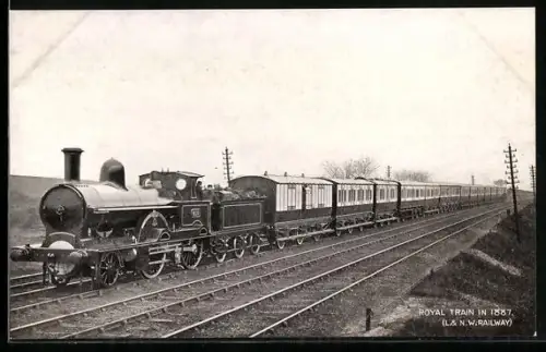 AK Locomotive 410, Royal Train in 1887, L. & N.W. Railway, englische Eisenbahn