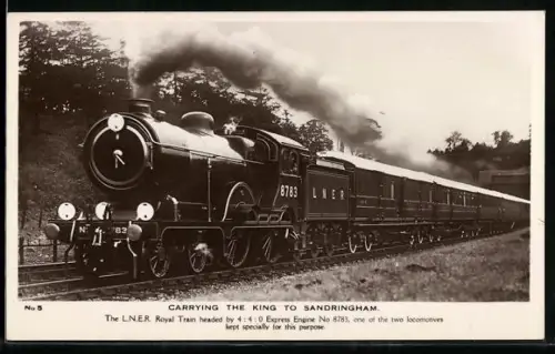 AK The L. N. E. R. Royal Train carrying the King to Sandringham, englische Eisenbahn