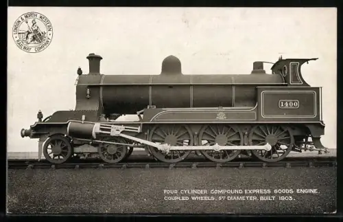 AK Four Cylinder Compound Express Goods Engine, Coupled Wheels, No. 1400, englische Eisenbahn