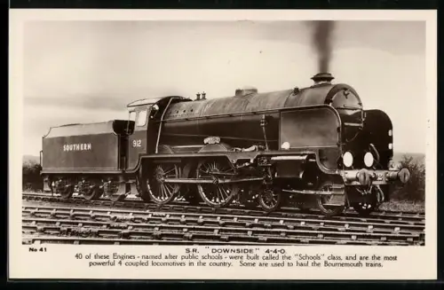 AK Britische Lokomotive Nr. 912 Downside der Southern Railway mit Windleitblechen, englische Eisenbahn