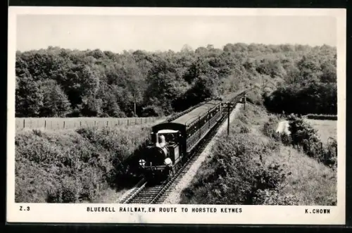 AK Bluebell Railway, en route to Horsted Keyes, englische Eisenbahn