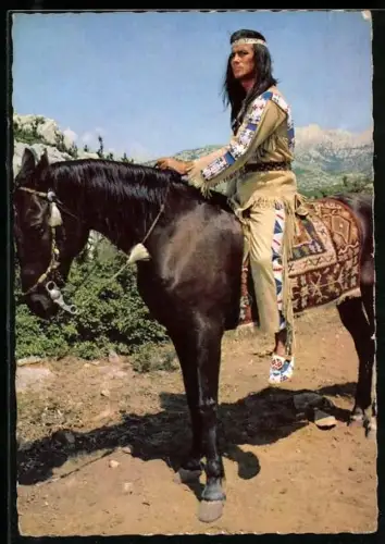 AK Rialto-Constantin-Film Winnetou - 1.Teil, Schauspieler Pierre Brice als Winnetou