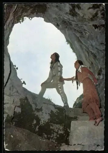 AK Karl May Film Winnetou 2. Teil, Schauspieler Pierre Brice und Karin Dor