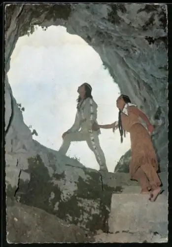 AK Karl May Film Winnetou 2. Teil, Schauspieler Pierre Brice und Karin Dor