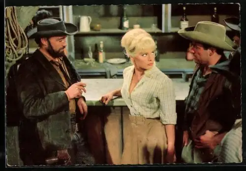 AK Filmszene aus Karl May-Film Unter Geiern, Annie und die Banditen