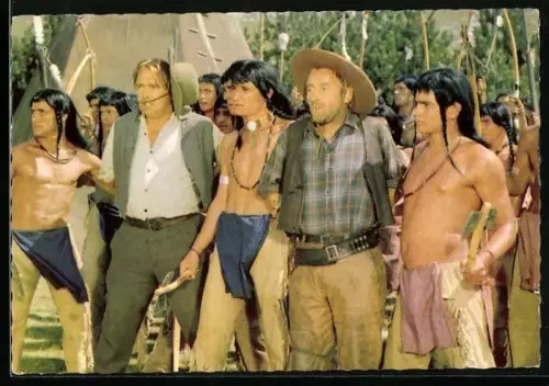 AK Filmszene aus Karl Mays Unter Geiern