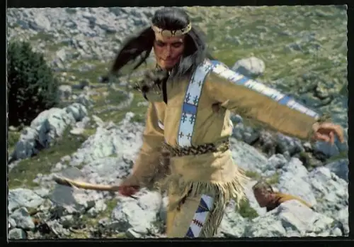 AK Winnetou Teil I, Filmszene Pierre Brice