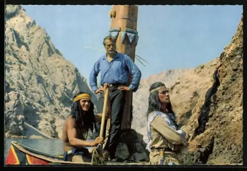 AK Schauspieler Pierre Brice und Lex Barker im Film Winnetou I.Teil