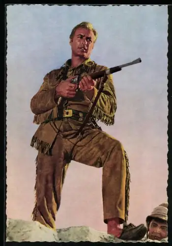 AK Schauspieler Lex Barker, der US-amerikanische Schauspieler als Old Shatterhand in einer Karl May-Verfilmung