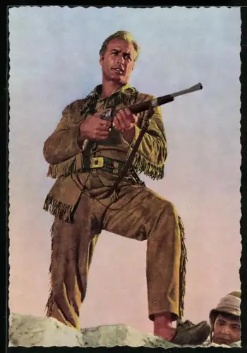 AK Schauspieler Lex Barker, der US-amerikanische Schauspieler als Old Shatterhand in einer Karl May-Verfilmung