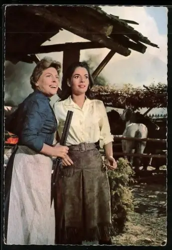 AK Karl May Film Der Schatz im Silbersee, Schauspielerinnen Karin Dor und Marianne Hoppe