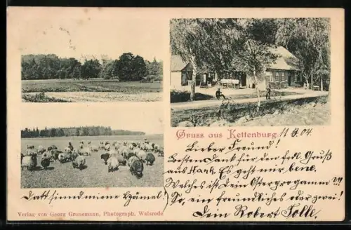AK Kettenburg, Gasthaus, Bauernhof, Feldarbeiter