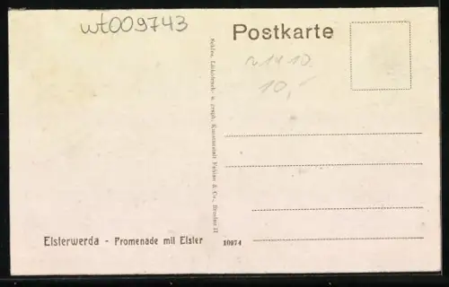 AK Elsterwerda, Promenade mit Elster