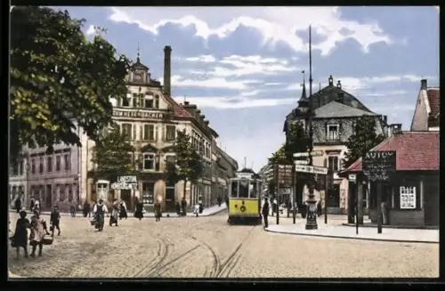 AK Kaiserslautern, Fackelrondell, Strassenbahn, Gasthaus Zum Hexenbäcker