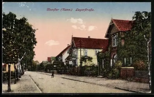 AK Munster /Hann., Lagerstrasse, Wohnhäuser, Strassenansicht