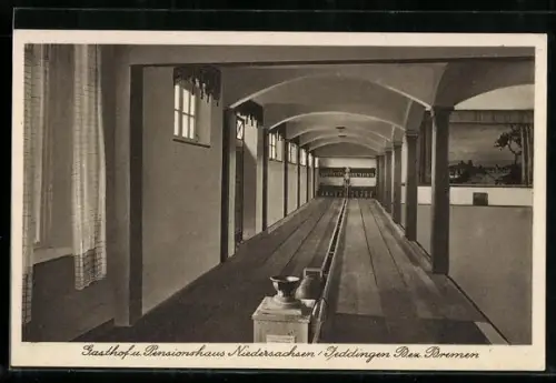 AK Jeddingen Bez. Bremen, Gasthof und Pensionhaus Niedersachsen, Kegelbahn, Bes. Friedr. Heldberg