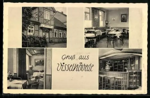 AK Visselhövede, Keglerheim Zum Lindenhof, Inh. Friedr. Dittmers, Gastraum, Kegelbahn