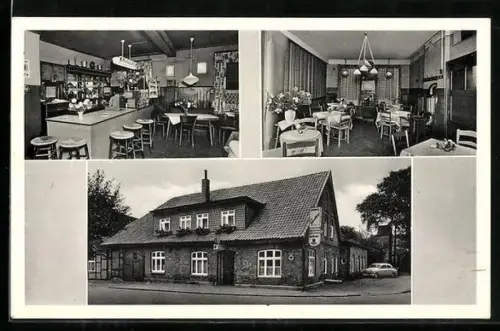 AK Visselhövede /Hann., Spöhrings Gasthof, Gastraum, Speisesaal, Aussenansicht