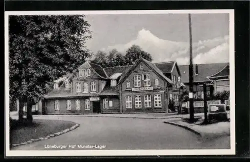 AK Munster-Lager, Strassenpartie mit Gasthaus Lüneburger Hof
