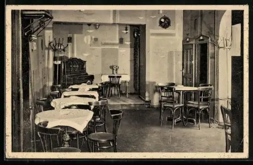 AK Genthin, Konditorei und Cafe Carl Behrens, Innenansicht