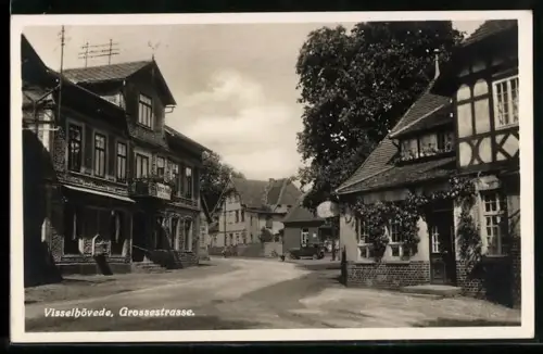 AK Visselhövede, Grossestrasse mit Fachwerkhaus