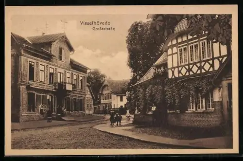 AK Visselhövede, Grossestrasse mit Fachwerkhaus