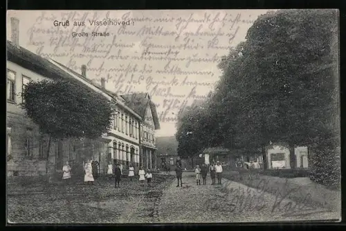 AK Visselhövede, Grosse Strasse mit Fachwerkhaus