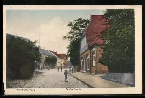 AK Visselhövede, Grosse Strasse mit Kindern