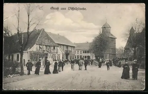 AK Visselhövede, Strassenpartie mit Gasthaus