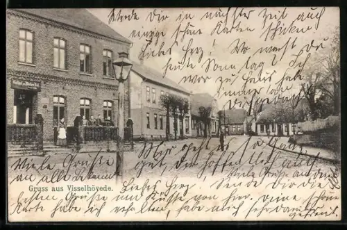 AK Visselhövede, Strassenpartie mit Gasthaus