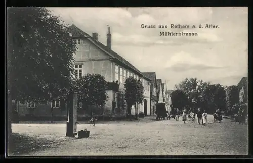 AK Rethem a. d. Aller, Mühlenstrasse mit Anwohnern
