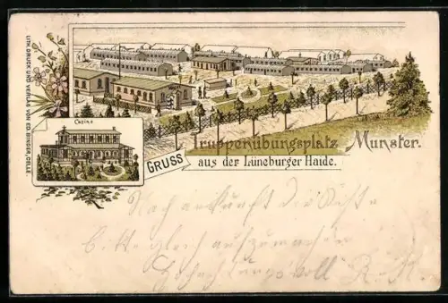 Lithographie Munster /Lüneburger Heide, Truppenübungsplatz, Casino