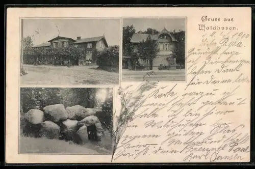 AK Waldhusen / Lübeck, Bahnhof, Steine im Park