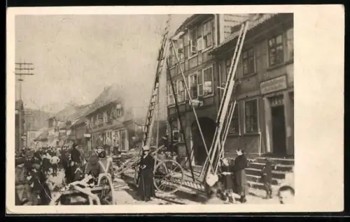 Foto-AK Bad Lauterberg, Bergungsarbeiten und Reparaturen nach dem Stadtbrand