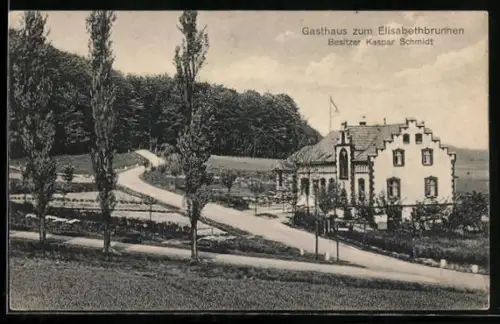 AK Marburg, Restaurant zum Elisabethbrunnen, Besitzer: Kaspar Schmidt