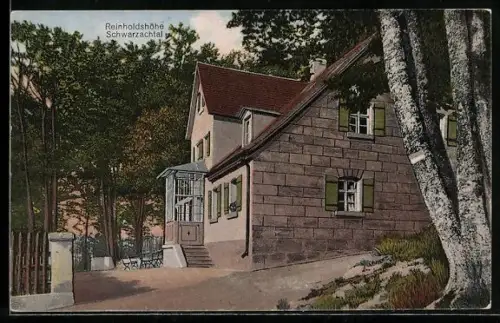 AK Reinholdshöhe /Schwarzachtal, Gasthaus mit Garten am Wald