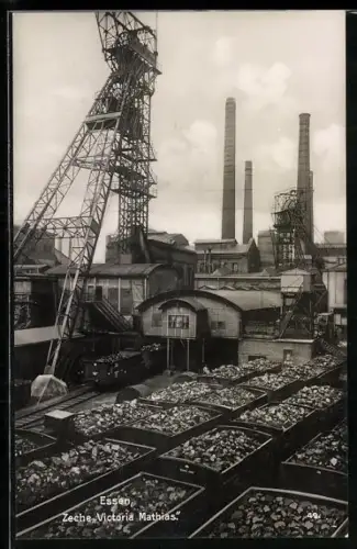 AK Essen, Zeche Victoria Mathias mit Hochöfen