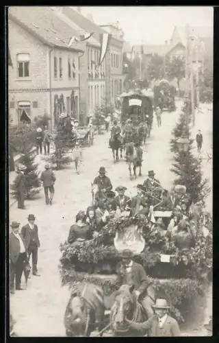 Foto-AK Schlüchtern /Hessen, Festzug mit Pferdekarren