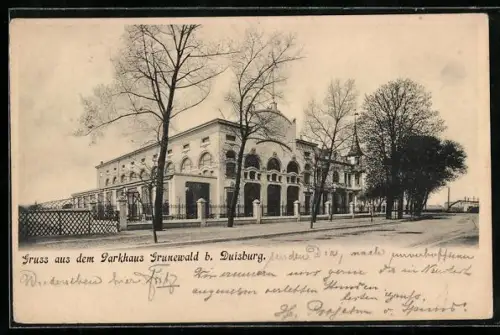 AK Duisburg, Gasthof Grunewald von der Strasse aus