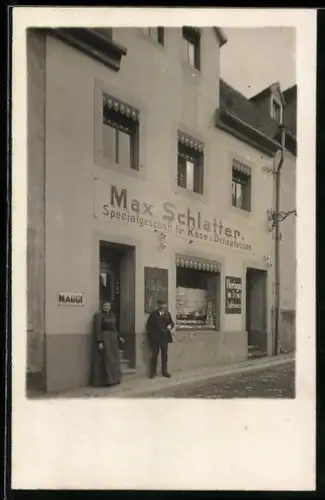 Foto-AK Iserlohn, Geschäft Max Schlatter 1908