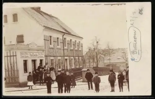 Foto-AK Gommern /Heidenau, Bäckerei Paul Ziesche im Winter
