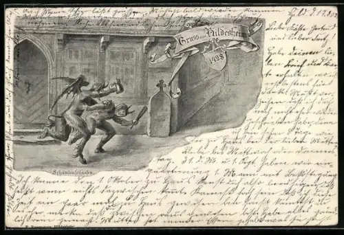 AK Hildesheim, Schauteufel-Lauf, Fastnacht 1428