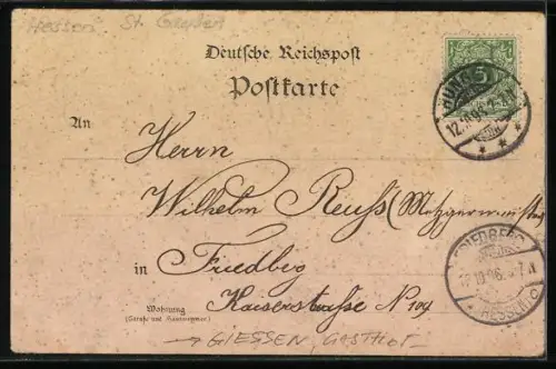 Lithographie Giessen, Gasthaus Forstgarten