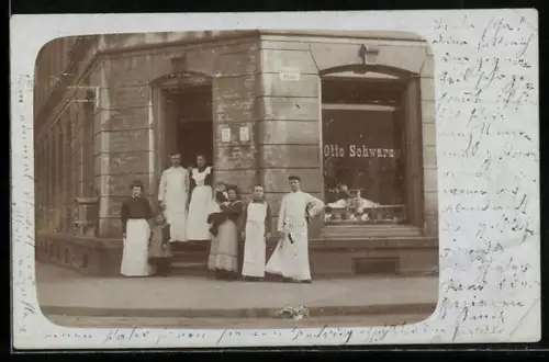 Foto-AK Chemnitz, Metzgerei Otto Schwarz in der Charlottenstrasse