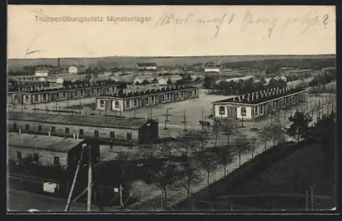 AK Munsterlager, Truppenübungsplatz, Blick auf die Baracken