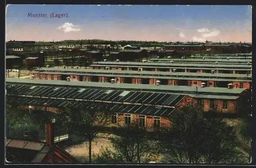 AK Munster, Lageransicht mit Baracken