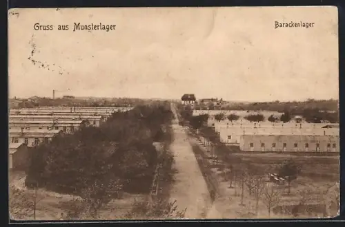 AK Munsterlager, Barackenlager mit Lagerstrasse