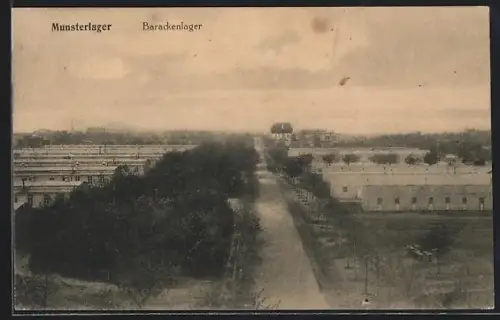AK Munsterlager, Barackenlager mit Lagerstrasse